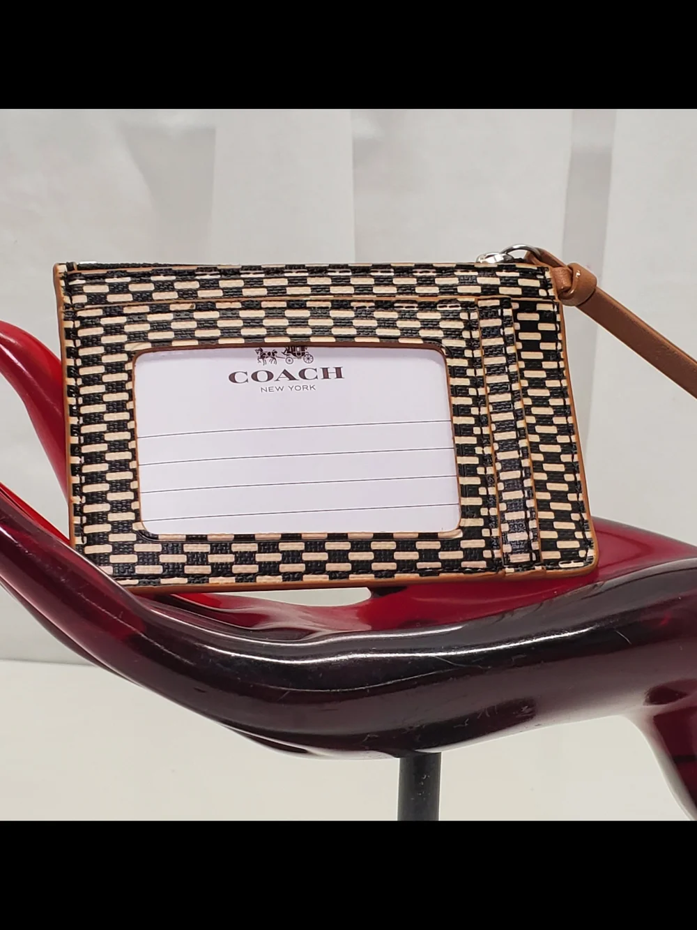 Coach Madison Signature Horse & Carriage Leather ID Zip Card Case/Key Chain